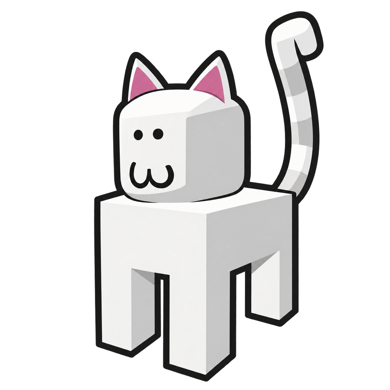 The white blocky BLOXCAT silhouette with pink ears and a :3 face
